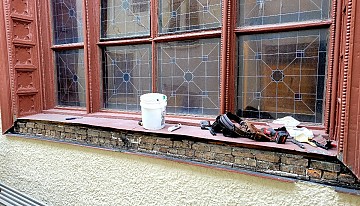 Metal around window during restoration.